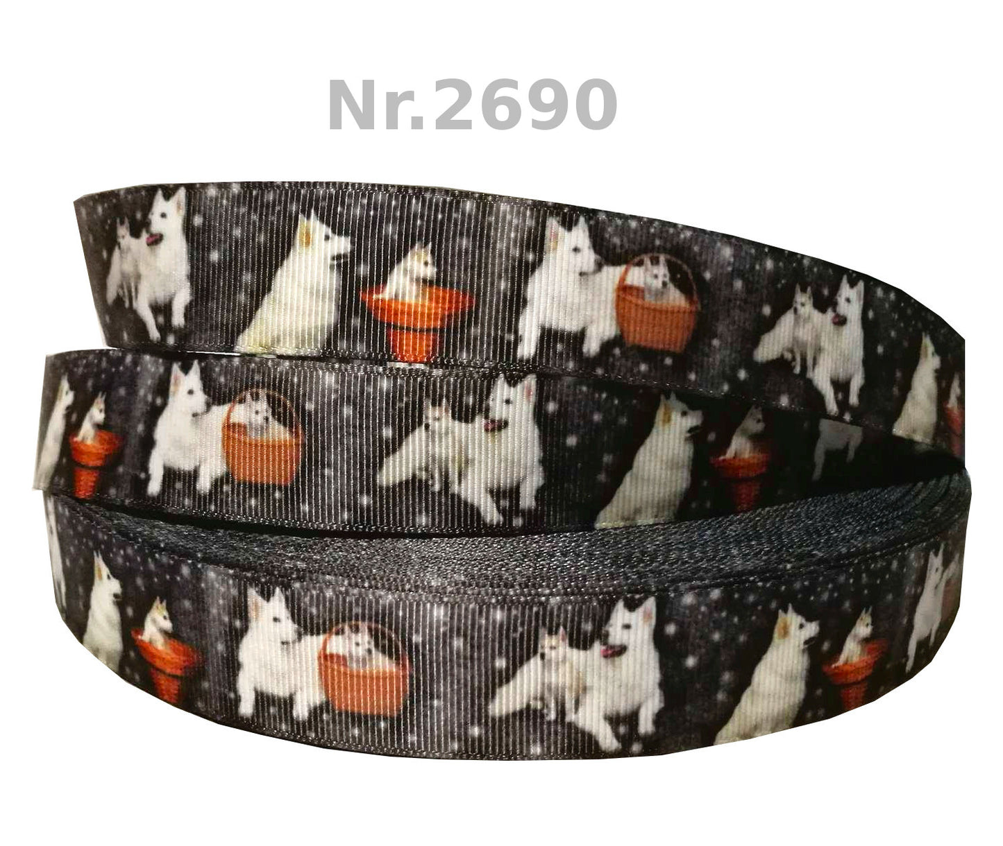 Exklusives  Weißer Schäferhund & Welpen - Band mit Sternenhintergrund – 25mm