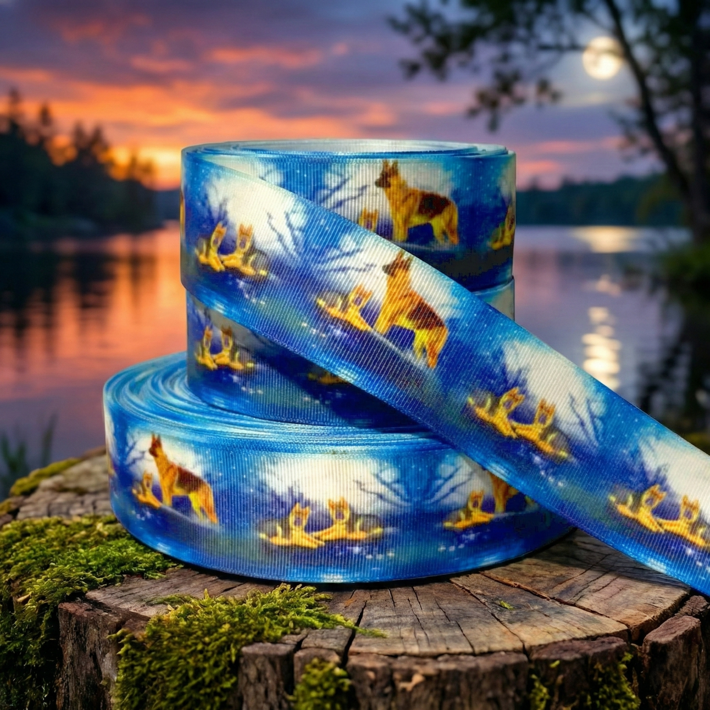 Exklusives  Schäferhund & Welpen am Abendsee - Band – 38mm