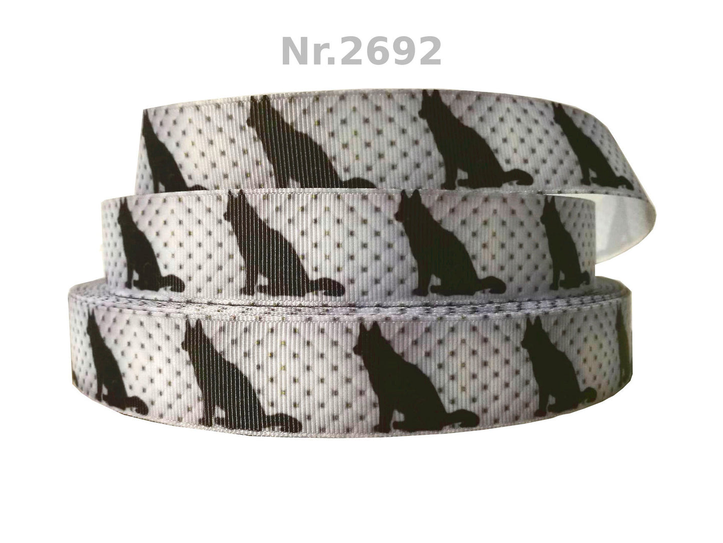 Exklusives  Edle Schäferhund - Silhouetten - Band im Lederpolster - Look – 25mm