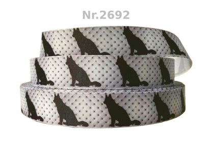Exklusives  Edle Schäferhund - Silhouetten - Band im Lederpolster - Look – 25mm