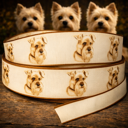 „Terrier Classic – Stilvolles Ripsband mit handgezeichneten Porträts für Deine treuen Begleiter“ 22 mm