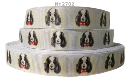 Exklusives  Spaniel mit Schleife - Band mit Beigefarbenem Schein – 22mm