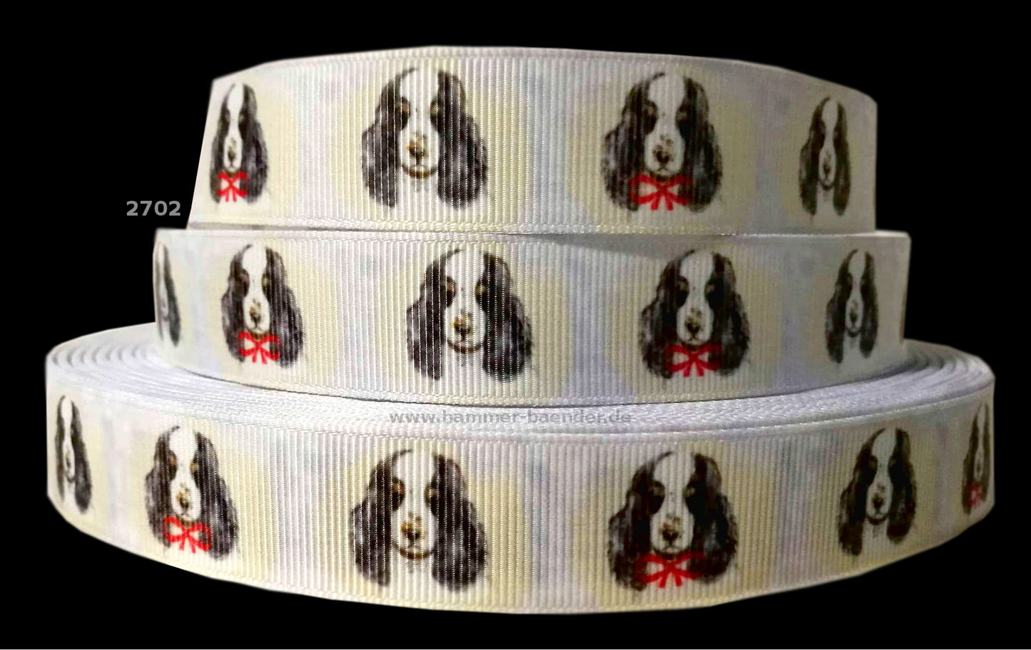 Exklusives  Spaniel mit Schleife - Band mit Beigefarbenem Schein – 22mm
