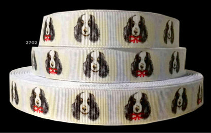 Exklusives  Spaniel mit Schleife - Band mit Beigefarbenem Schein – 22mm