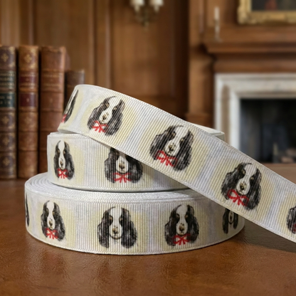 Exklusives  Spaniel mit Schleife - Band mit Beigefarbenem Schein – 22mm