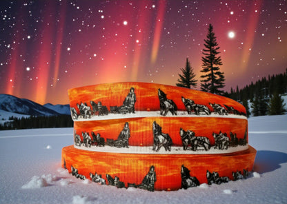 Exklusives  Schlittenhunde im Sonnenuntergang - Band  –  22mm