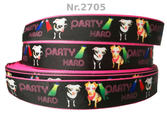 Exklusives  Party Hard - Hundeband mit Sonnenbrillen – 22mm