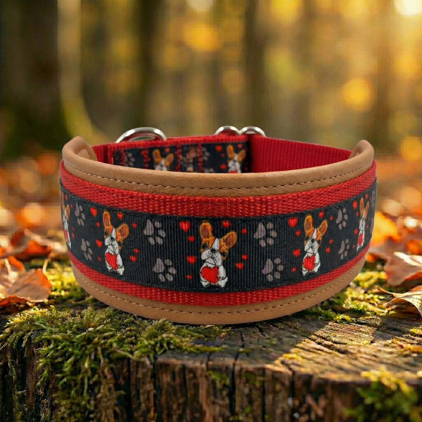 „Frenchie Love – Exklusives Ripsband mit Französischer Bulldogge & Herzen“ 22 mm