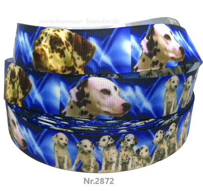 Exklusives  Dalmatiner & Welpen -Band im abstrakten Blau-Weiß – 25mm