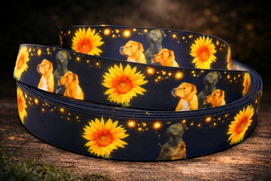 Exklusives  Hunde & Mystische Blume - Band mit Funkelndem Rand – 25mm