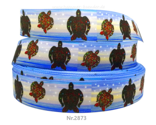 Exklusives  Mandala Schildkröten - Band mit Meereshorizont – 25mm