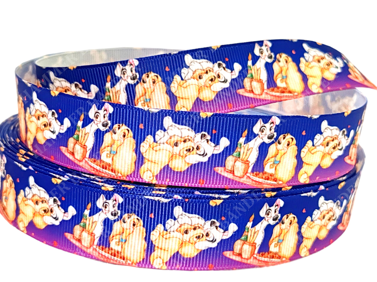 Verliebte Hunde Ripsband – Spaghetti-Szene bei Kerzenschein