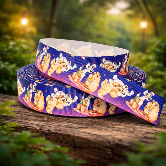 🍝 Exklusiv bei Hammer Bänder: Romantisches Hunde-Ripsband mit Spaghetti-Szene & Herzen ❤️