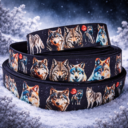 Wölfe, Husky & Goldschakal – Exklusives bedrucktes Band 25mm