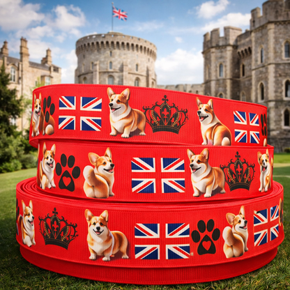 Royal Corgis & England – Exklusives bedrucktes Band 22mm