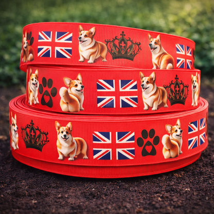 Royal Corgis & England – Exklusives bedrucktes Band 22mm