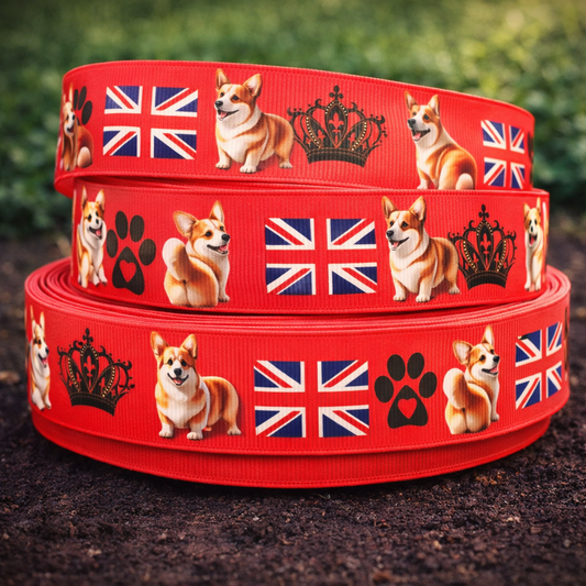 Royal Corgis & England – Exklusives bedrucktes Band 22mm