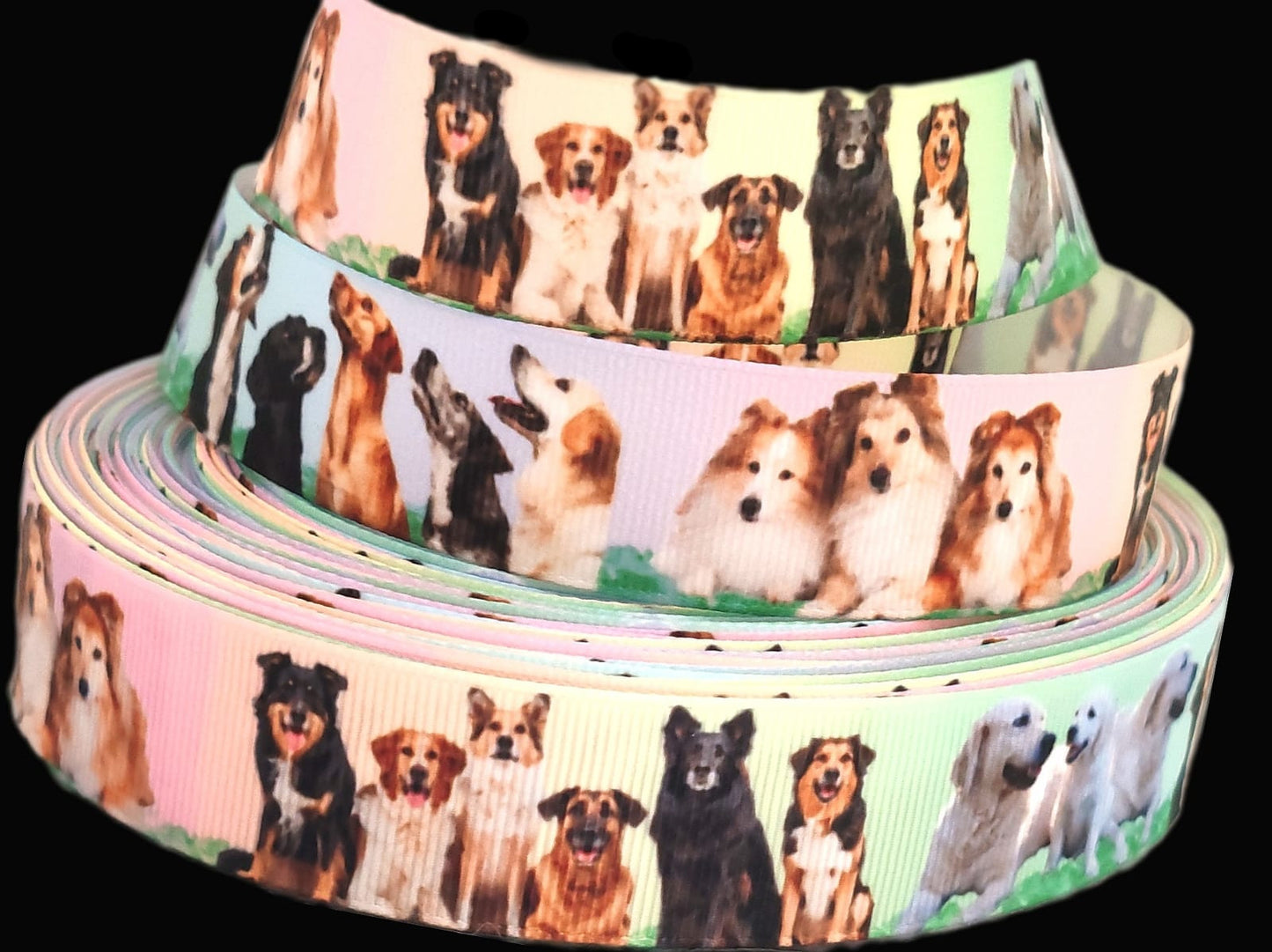 Hunde auf der Wiese – Exklusives bedrucktes Band 25mm