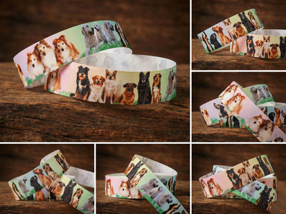 Hunde auf der Wiese – Exklusives bedrucktes Band 25mm