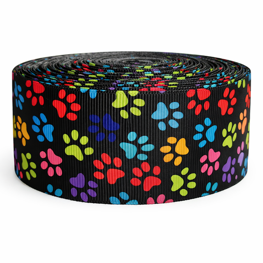 🐾 Leuchtendes Pfoten-Feuerwerk – Exklusives Ripsband in 38 mm Breite ✨