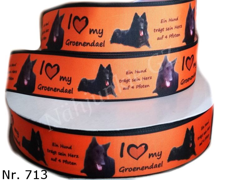 Exklusives  I Love My Groenendael - Band mit Herzspruch – 38mm