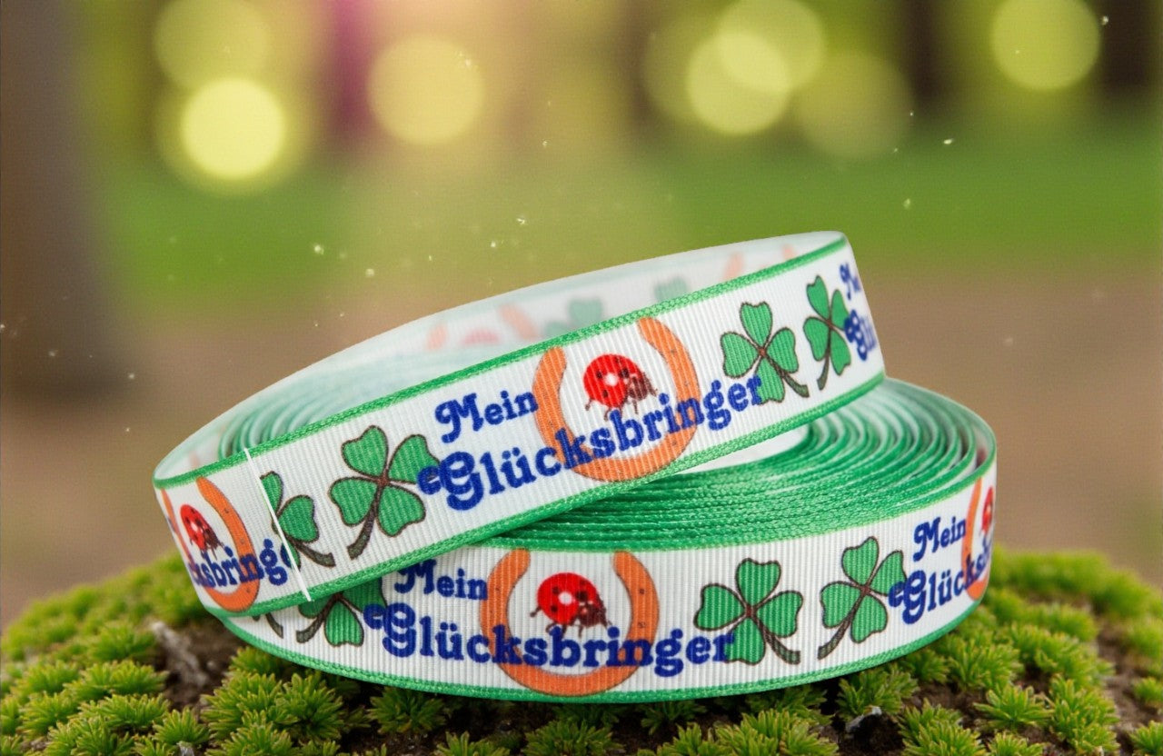 Exklusives  Mein Glücksbringer - Band mit Glückssymbolen – 22mm