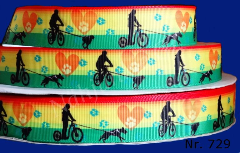 Exklusives  Hundezugsport - Band mit Farbverlauf & Herz - Pfoten - Motiven  – 25mm