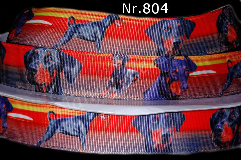 Exklusives  Dobermann -Band mit Sonnenuntergang am Meer – 25mm