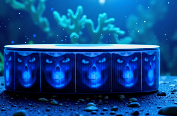 Exklusives  Abstrakte Totenköpfe - Band in Blau – 16mm