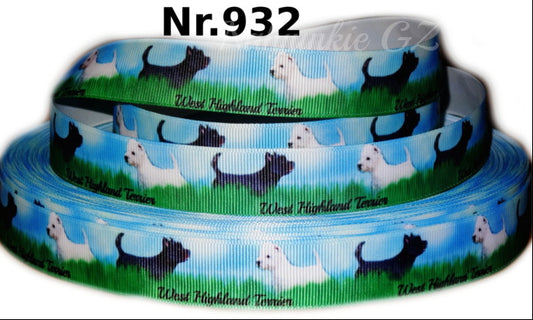 Exklusives  West Highland Terrier - Band mit Wiese und Himmel – 22mm