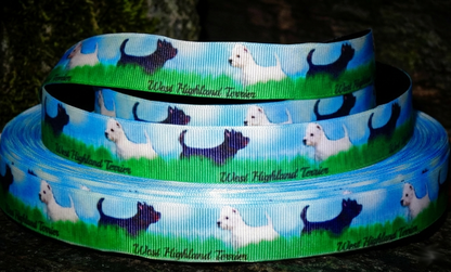 Exklusives  West Highland Terrier - Band mit Wiese und Himmel – 22mm