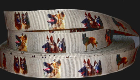 Exklusives  Schäferhund Eleganz - Band mit Verzierung – 25mm