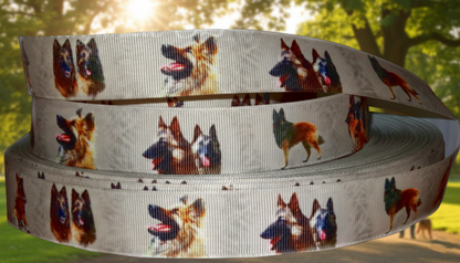 Exklusives  Schäferhund Eleganz - Band mit Verzierung – 25mm