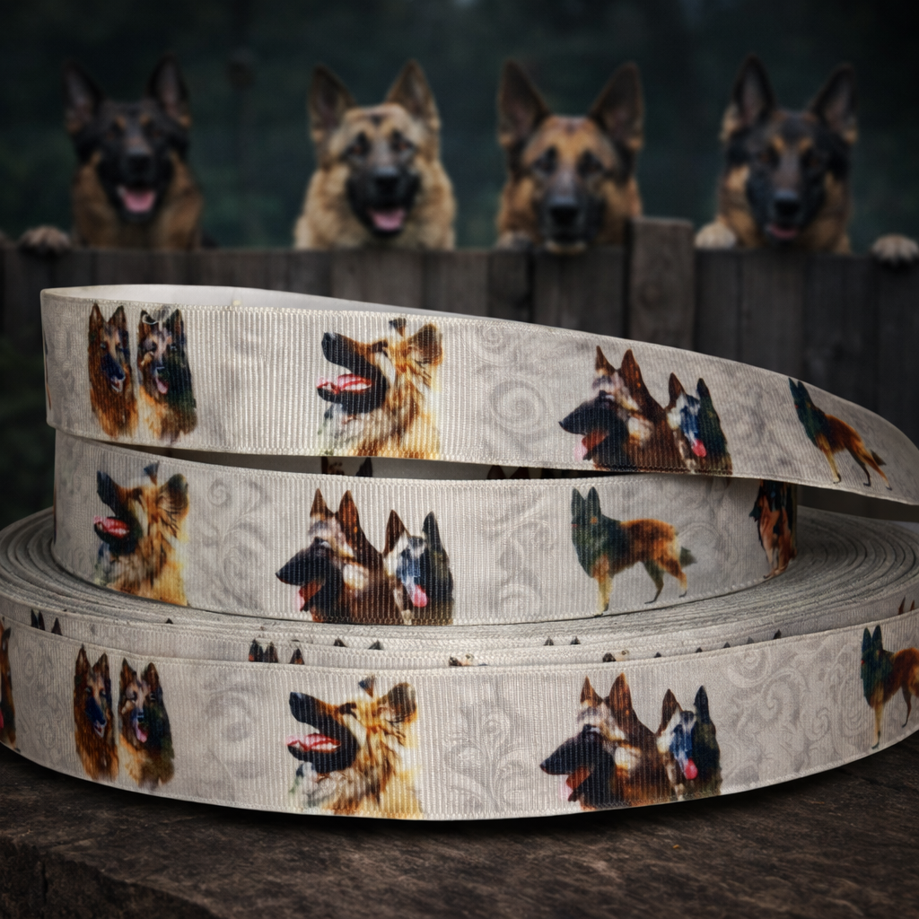 Exklusives  Schäferhund Eleganz - Band mit Verzierung – 25mm
