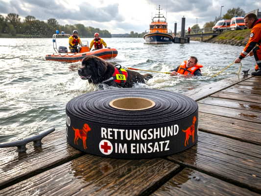 🚑 RETTUNGSHUND IM EINSATZ – Exklusives Ripsband für Diensthunde 🐕‍🦺 25mm