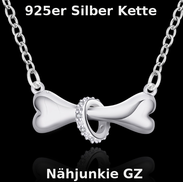 925er Silberkette mit Hunde-Knochen-Anhänger | Zirkonia-Verziert