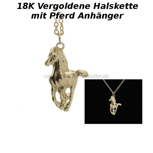 18k Vergoldete Halskette mit Eleganten Pferd-Anhänger