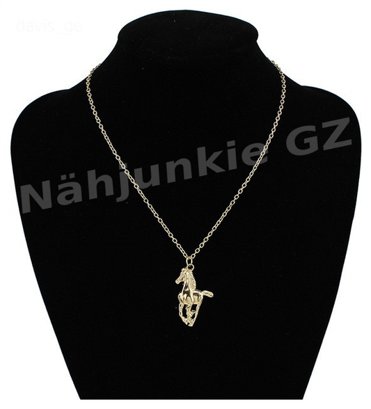 18k Vergoldete Halskette mit Eleganten Pferd-Anhänger