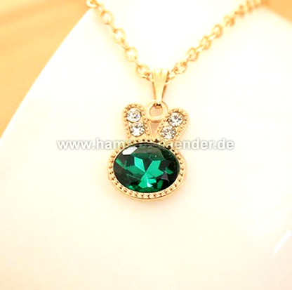 Vergoldeter Hasen-Anhänger mit Saphir-Imitat | Bunt & Edel