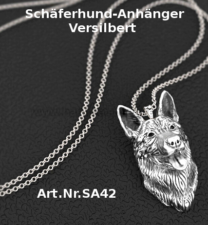 3D Schäferhund-Anhänger mit Kette | Versilbert & Elegant