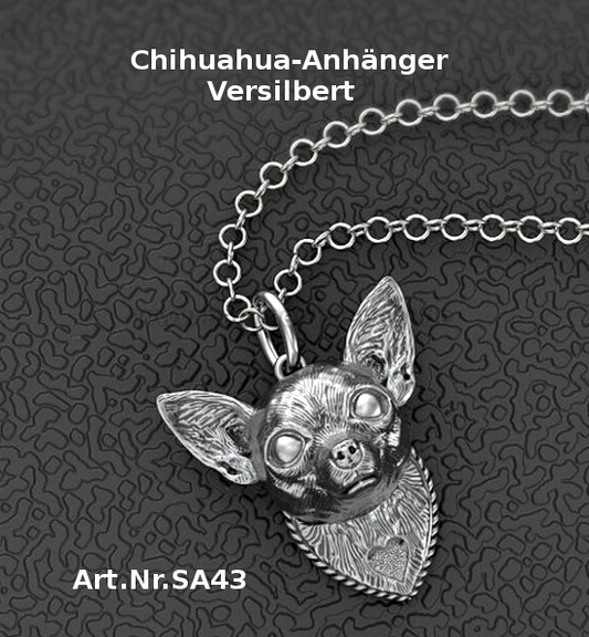 3D Chihuahua-Anhänger mit Kette | Versilbert & Charmant