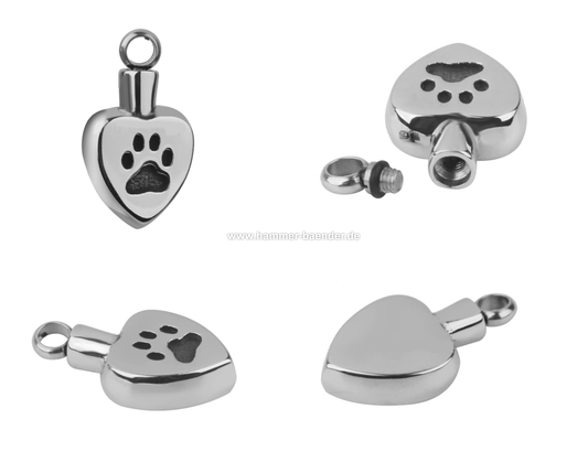 Urnen Anhänger Herz Pfote