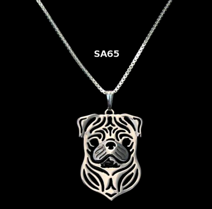 MOPS | Halskette mit Anhänger | Versilbert