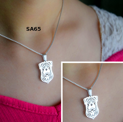 MOPS | Halskette mit Anhänger | Versilbert