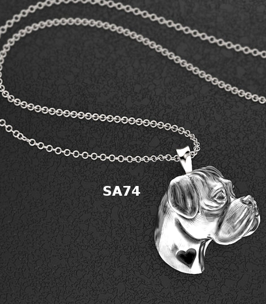 DEUTSCHE DOGGE MIT HERZ | Halskette mit Anhänger | Versilbert