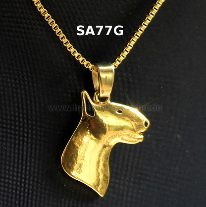 BULLTERRIER (SEITLICH)| Halskette mit Anhänger | Vergoldet