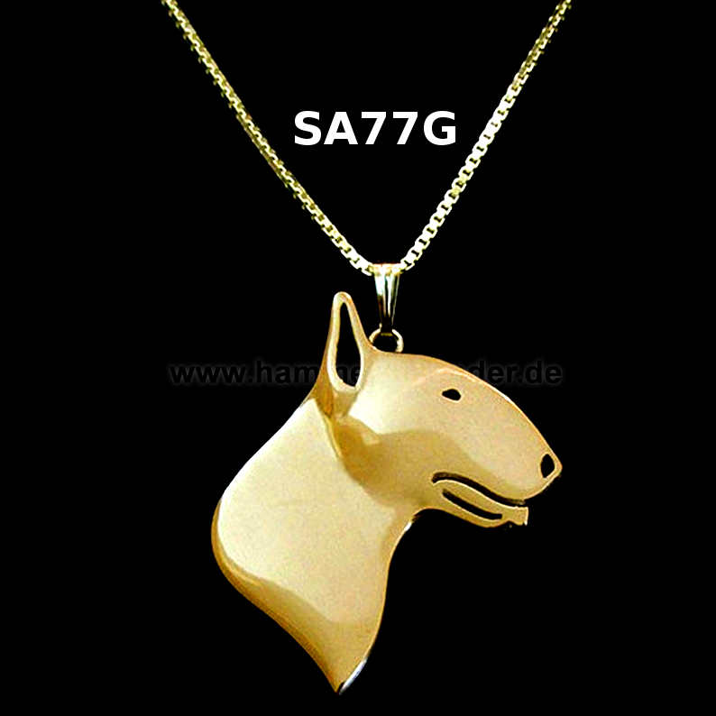 BULLTERRIER (SEITLICH)| Halskette mit Anhänger | Vergoldet