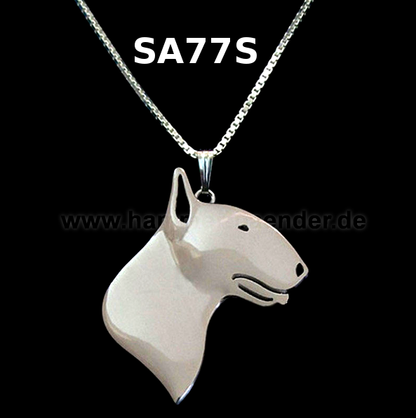 BULLTERRIER (SEITLICH) | Halskette mit Anhänger | Versilbert