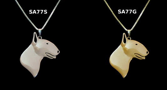 BULLTERRIER (SEITLICH) | Halskette mit Anhänger | Versilbert