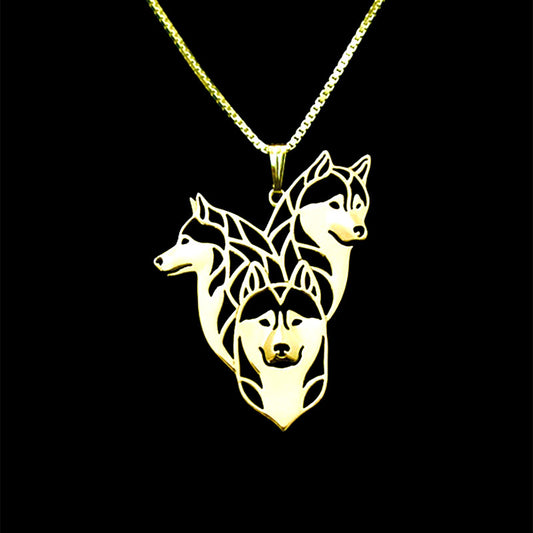 3 HUSKYS| Halskette mit Anhänger | Vergoldet